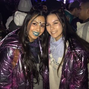 Pink/purple Iridescent Hearts Puffy Jacket